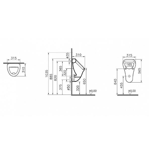 Писсуар Vitra Arkitekt с внутренним подводом воды (6201B003-0199)