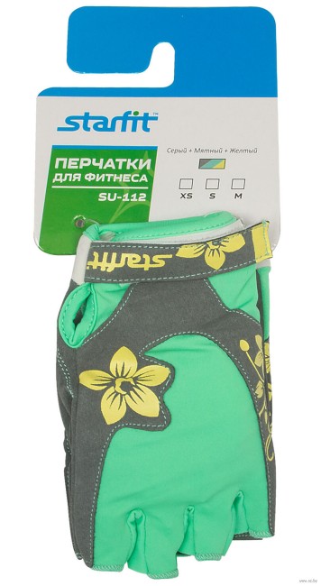 Перчатки для фитнеса Starfit SU-112 серый/мятный/желтый M Перчатки для фитнеса Starfit SU-112 серый/мятный/желтый M