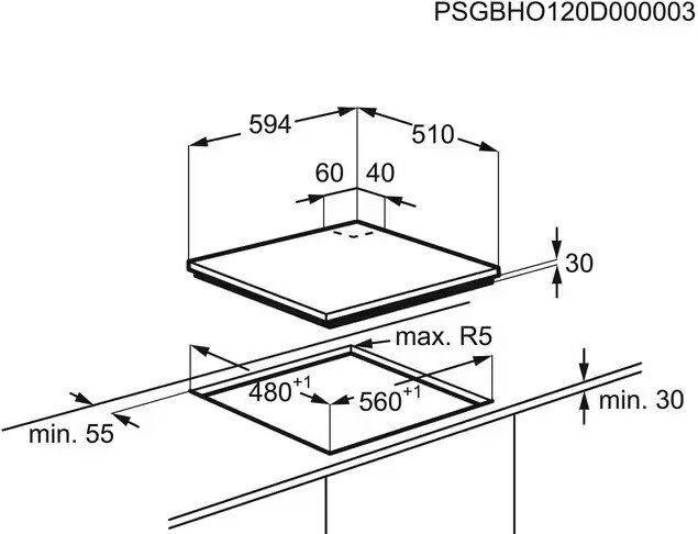 Встраиваемая комбинированная варочная панель Electrolux KGM64311X