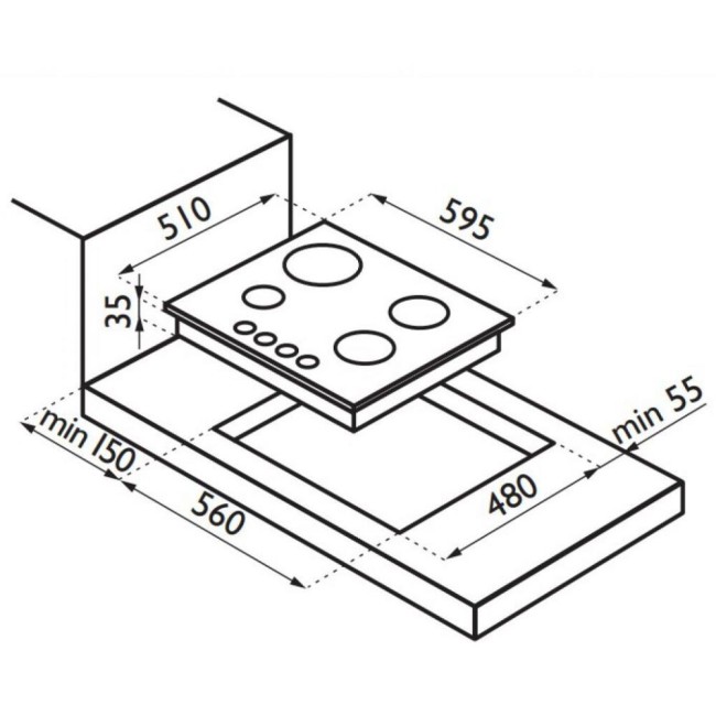 Встраиваемая газовая варочная панель Ardesia HBF 64 COPPER Встраиваемая газовая варочная панель Ardesia HBF 64 COPPER