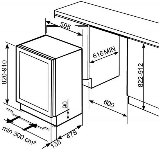 Встраиваемый винный шкаф Smeg CVI338RWX2