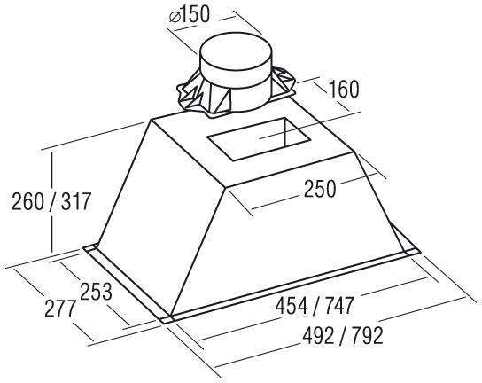 Встраиваемая вытяжка Cata GL 45 X/B