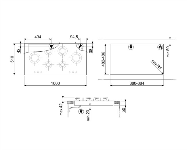 Встраиваемая газовая варочная панель Smeg PVL6106CN Встраиваемая газовая варочная панель Smeg PVL6106CN