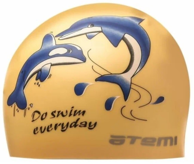 Шапочка для плавания Atemi PSC401 силикон, дельфины