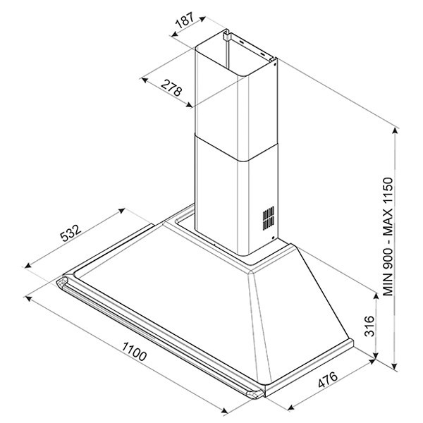 Каминная вытяжка Smeg KTR110XE