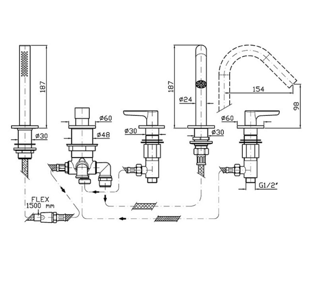 Смеситель на борт ванны Zucchetti MEDAMEDA ZMM5510 Смеситель на борт ванны Zucchetti MEDAMEDA ZMM5510