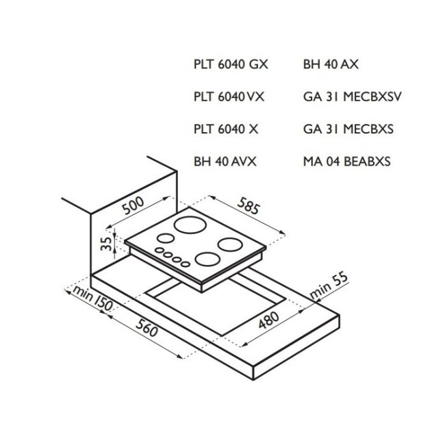 Встраиваемая комбинированная варочная панель Ardesia GA 31 MECBXS