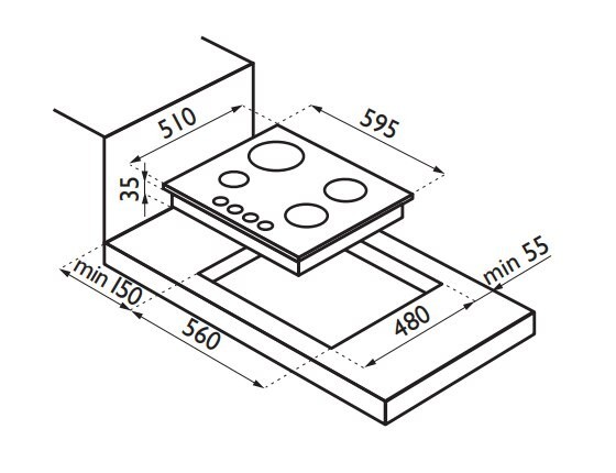 Встраиваемая газовая варочная панель Ardesia HBF 6V4 GTW Встраиваемая газовая варочная панель Ardesia HBF 6V4 GTW