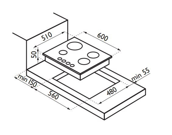 Встраиваемая газовая варочная панель Ardesia L 60 X