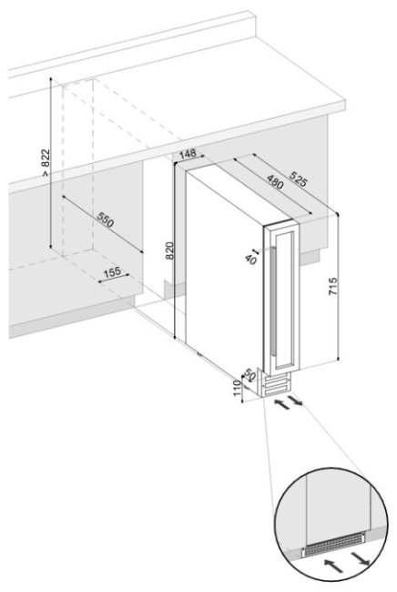 Встраиваемый винный шкаф Dunavox DX-7.20BK/DP Встраиваемый винный шкаф Dunavox DX-7.20BK/DP