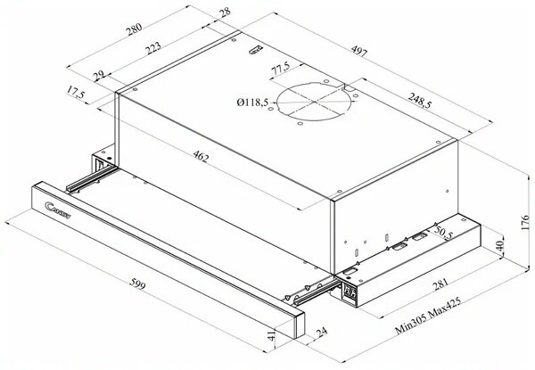 Встраиваемая вытяжка Candy CBT 60RXBGSS-07