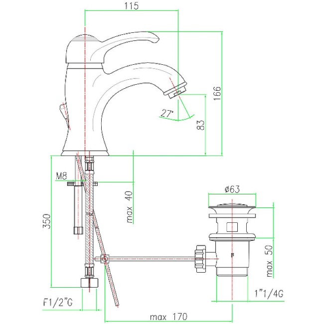 Смеситель для раковины Webert Aurora AU830102015