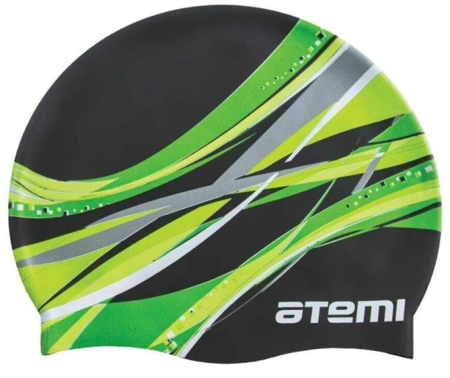 Шапочка для плавания Atemi PSC303 силикон, черный (графика), дет.