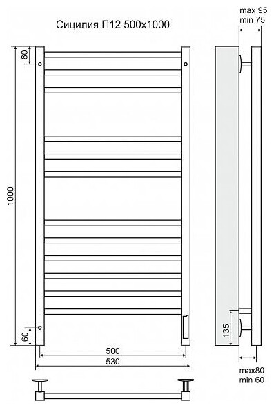 Полотенцесушитель Terminus Сицилия электро П12