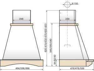 Каминная вытяжка Elikor Ротонда 650 60 бежевый/бук вишня