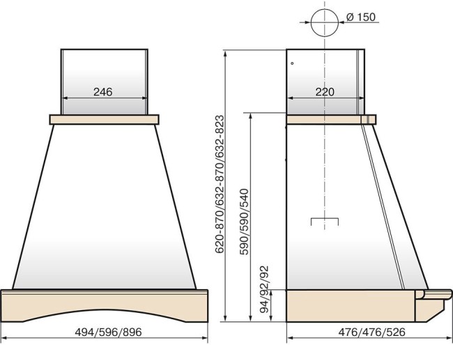 Каминная вытяжка Elikor Ротонда 650 60 бежевый/бук вишня Каминная вытяжка Elikor Ротонда 650 60 бежевый/бук вишня