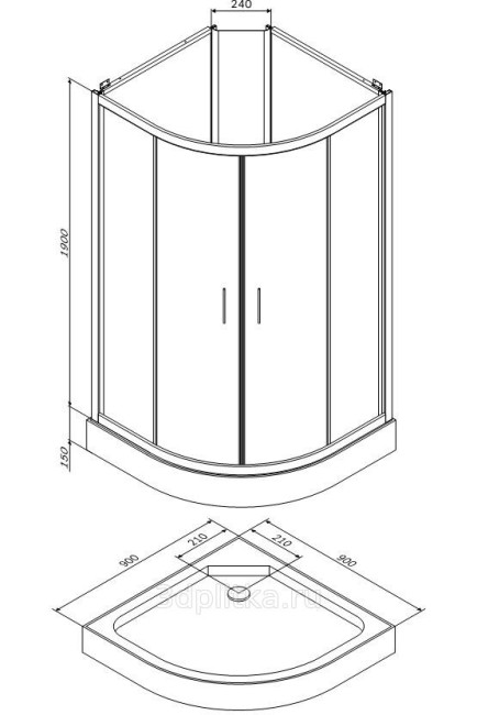 Стеклянные панели задней стенки душевой кабины AM.PM Joy W85C-001-090GT4