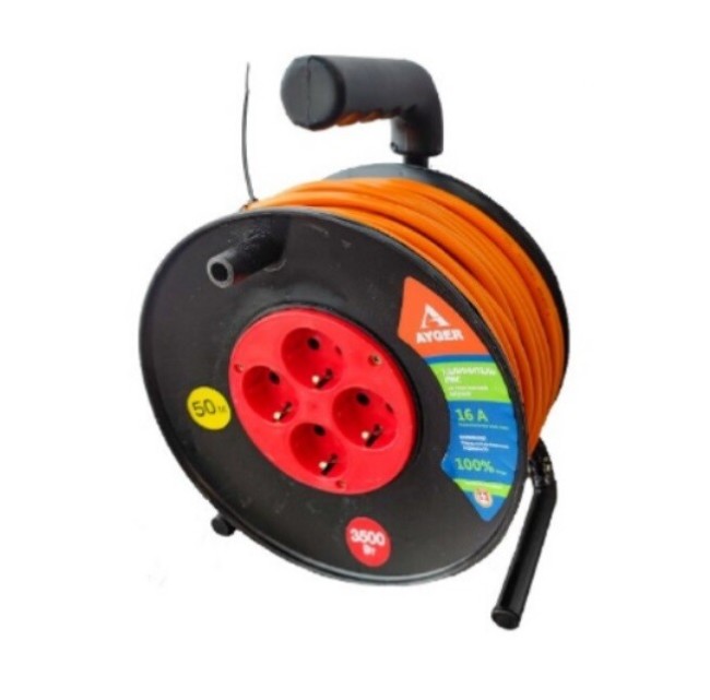 Удлинитель силовой на катушке Ayger КГ 3х1,5 50м IP 44 (c/з)(30002) Удлинитель силовой на катушке Ayger КГ 3х1,5 50м IP 44 (c/з)(30002)