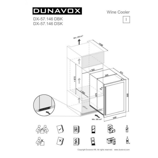 Встраиваемый винный шкаф Dunavox DX-57.146DBK