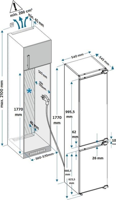 Встраиваемый холодильник Hyundai HBR 1782
