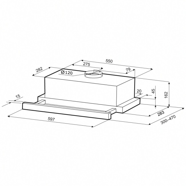 Встраиваемая вытяжка Krona Kamilla T 600 Black (2 мотора) Встраиваемая вытяжка Krona Kamilla T 600 Black (2 мотора)