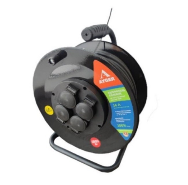 Удлинитель силовой на катушке Ayger КГ 3х2,5 30м IP 44 c/з (50034)