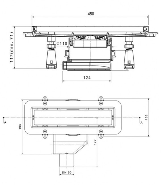 Душевой трап Pestan Confluo Premium Gold Black Glass Line 450 (13100095)