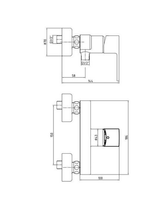 Смеситель для душа E.C.A. 102154026EX Nita