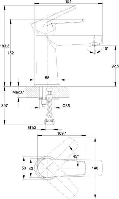Смеситель для раковины Cersanit Moduo (64094)