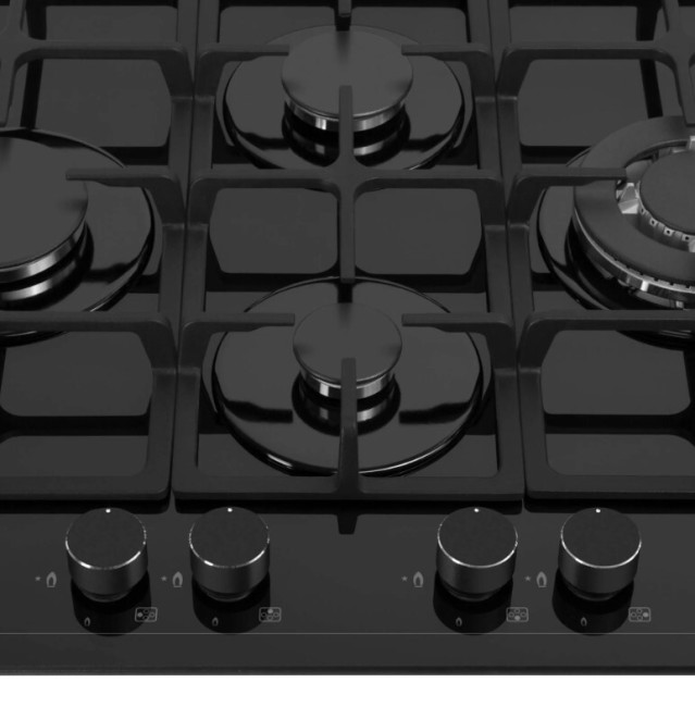 Встраиваемая газовая варочная панель Meferi MGH604BK Glass Ultra