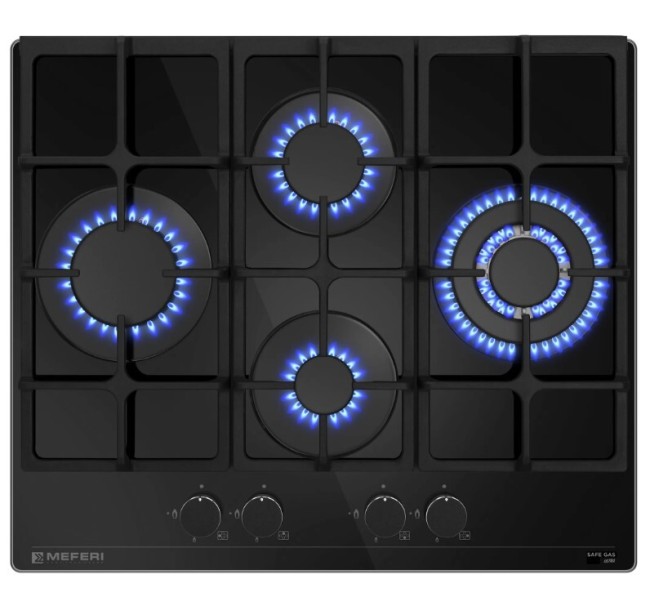 Встраиваемая газовая варочная панель Meferi MGH604BK Glass Ultra