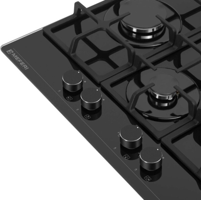 Встраиваемая газовая варочная панель Meferi MGH604BK Glass Ultra