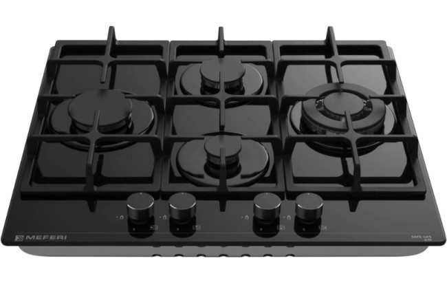 Встраиваемая газовая варочная панель Meferi MGH604BK Glass Ultra