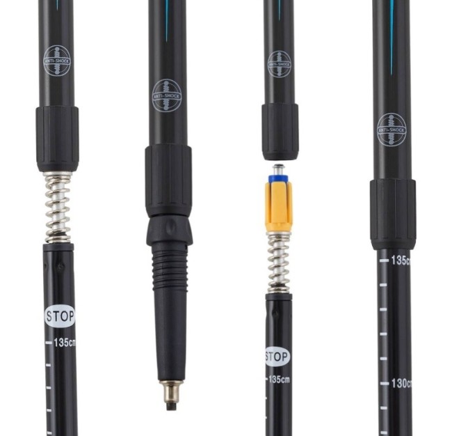 Скандинавские палки Berger Nimbus 2-секционные, 77-135 см, черный/голубой