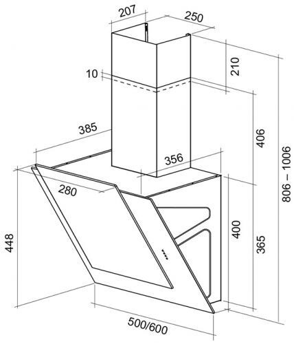 Каминная вытяжка Shindo Nori 60 W/WG Каминная вытяжка Shindo Nori 60 W/WG