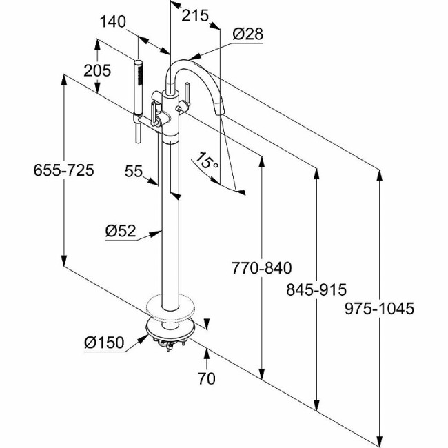 Напольный смеситель для ванны Kludi Nova Fonte Puristic (205903915)