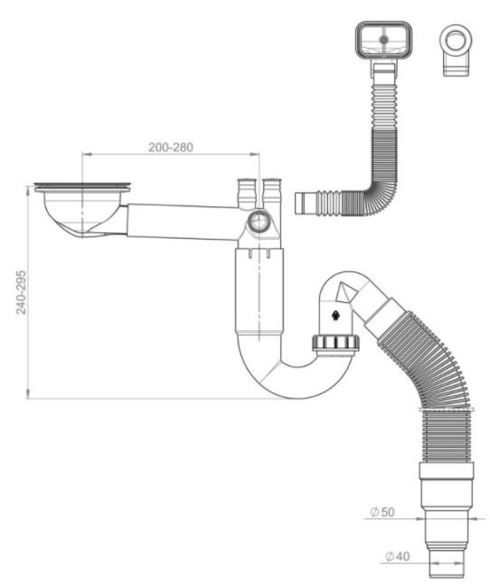 Сифон для мойки Prevex PL1-D9CF5-SANT-01