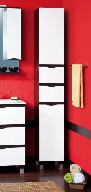 Шкаф-пенал Бриклаер Токио с корзиной венге/белый Шкаф-пенал Бриклаер Токио с корзиной венге/белый