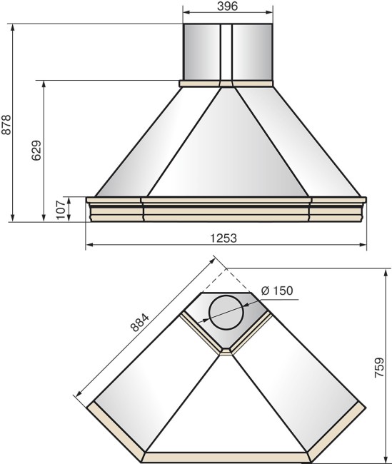 Каминная вытяжка Elikor Форест Валенсия 90П-700-П3Д бежевый/дуб неокрашенный