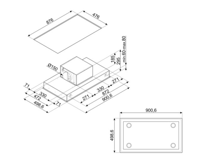 Встраиваемая вытяжка Smeg KSCB90XE Встраиваемая вытяжка Smeg KSCB90XE
