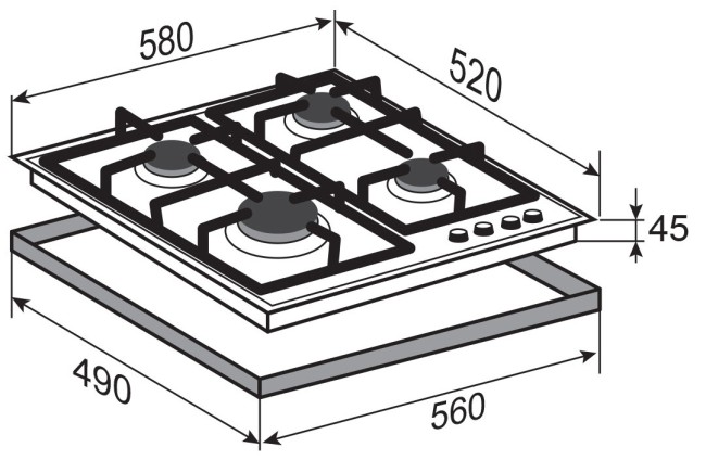 Встраиваемая газовая варочная панель Zigmund & Shtain M 26.6 X