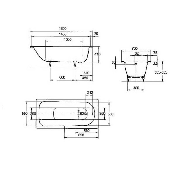 Стальная ванна Kaldewei Saniform Plus 362-1 Easy-clean (111700013001)
