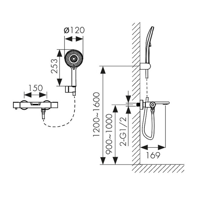 Смеситель термостатический для ванны и душа Kaiser Serio (05322-9)