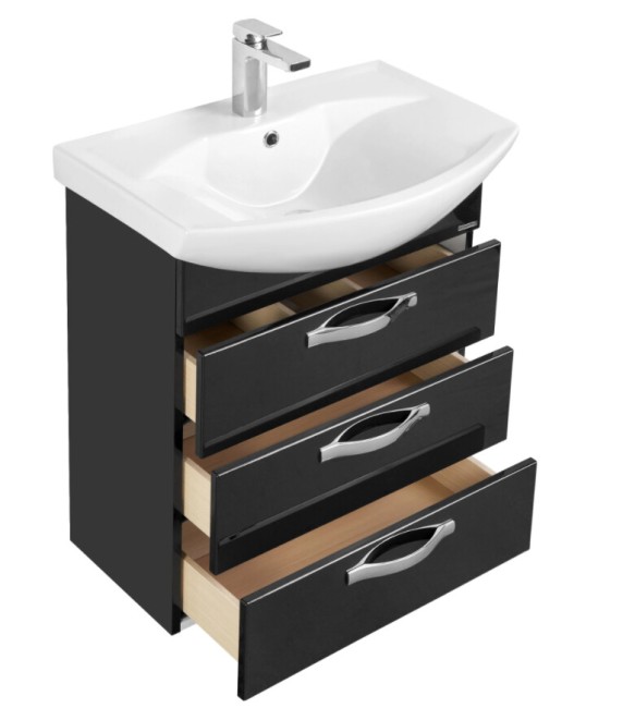 Тумба под раковину Aquaton Ария 65 Н (1A123401AA950) черный глянец