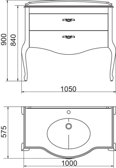 Тумба с раковиной Timo Ellen Plus 100 M-V 9001-G