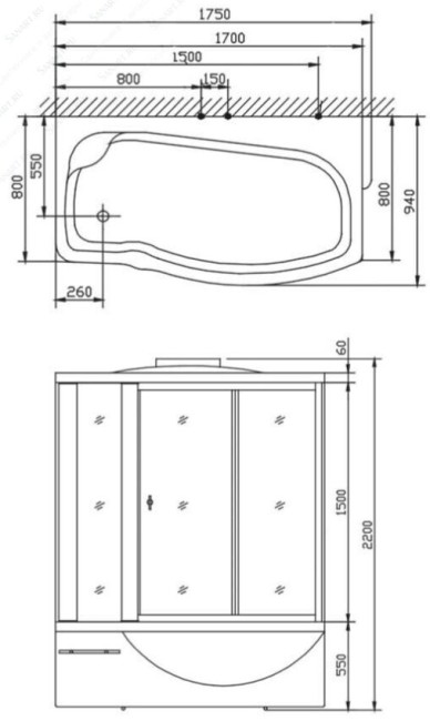 Душевая кабина с ванной Appollo A-0830 BS Душевая кабина с ванной Appollo A-0830 BS