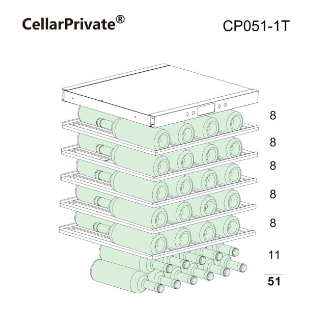 Встраиваемый винный шкаф Cellar Private CP051-1T Встраиваемый винный шкаф Cellar Private CP051-1T