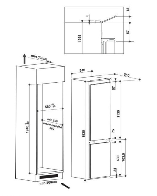 Встраиваемый холодильник Whirlpool ART 9813 A++ SFS