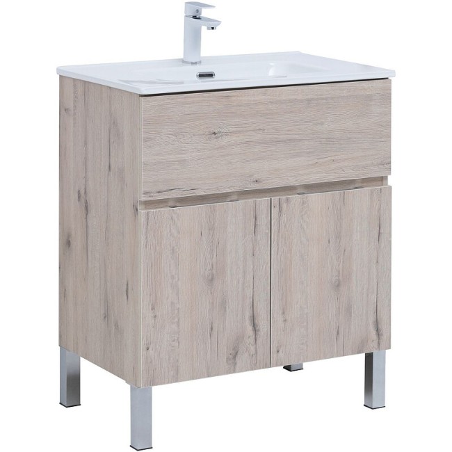 Тумба с раковиной Aquanet Алвита new 70 напольная дуб веллингтон белый (306147)