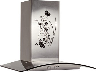Каминная вытяжка Elikor Аметист 60 нержавейка/флористика/ тонированная